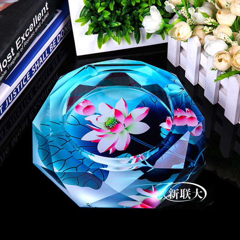 烟灰缸水晶玻璃烟缸欧式时尚潮流手工打磨办公室客厅创意个性礼品