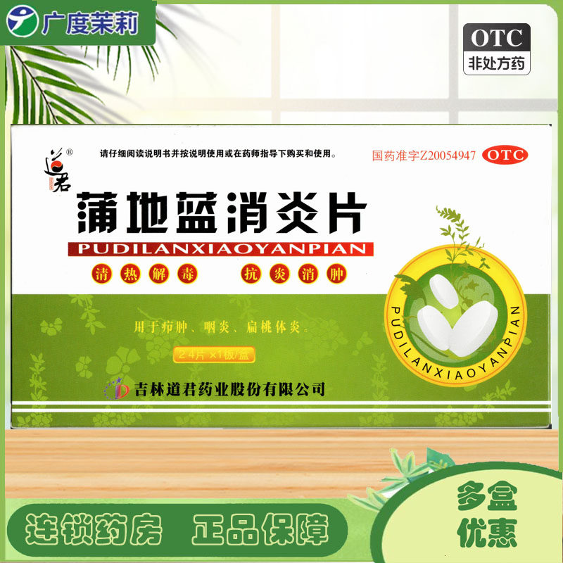 道君 蒲地蓝消炎片 0.25g*24片/盒 疖肿扁桃腺炎咽炎 GD - 实物图