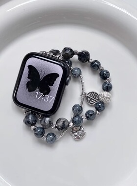 适用iwatch复古表带苹果手表10表带applewatch11祈福猫串珠表链女