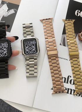 适用applewatchultra表带苹果手表10代金属男款iwatch9表带不锈钢