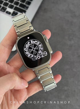 适用AppleWatch Ultra2代不锈钢表带苹果手8iwatchS910金属表带男