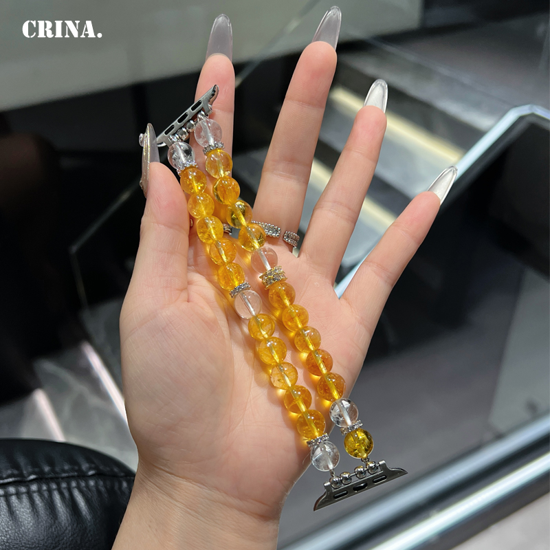 适用iwatchS11黄水晶串珠表带