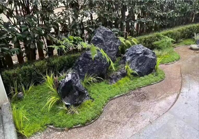 上海造景真黑石围边头原石微布景观天然拍摄车展拍广告庭院花园走