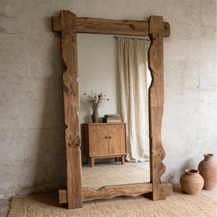 复古实木全身镜靠墙落地镜穿衣镜玄关客厅服装 店镜子更衣镜试衣镜