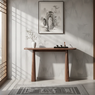 风实木北欧平头条几窄桌供桌设计师款 意式 极简入户条案玄关新中式