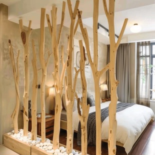 原木环保干树枝屏风隔断装 饰树北欧风 饰树干客厅玄关幼儿园环创装