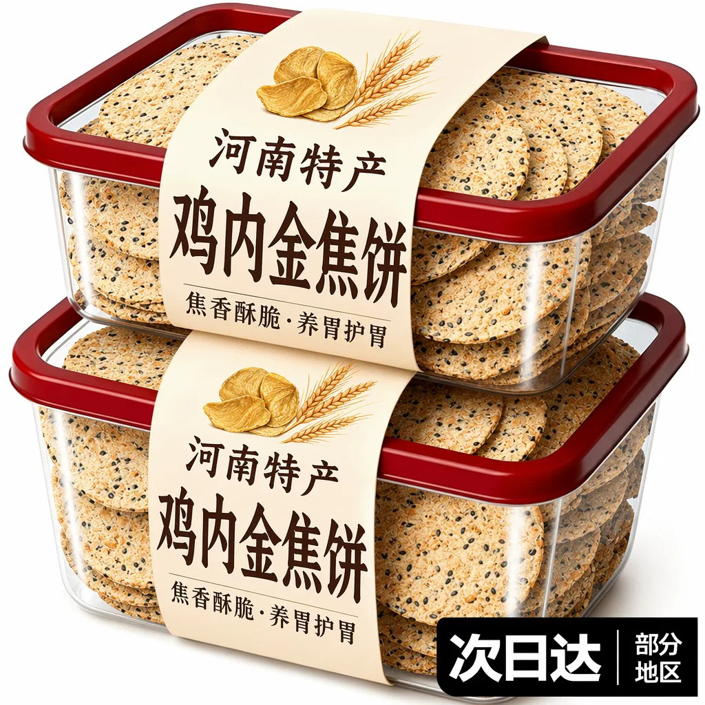 鸡内金焦饼河南特产香酥山药茯苓薄脆煎饼干健康粗粮代餐休闲零食图片