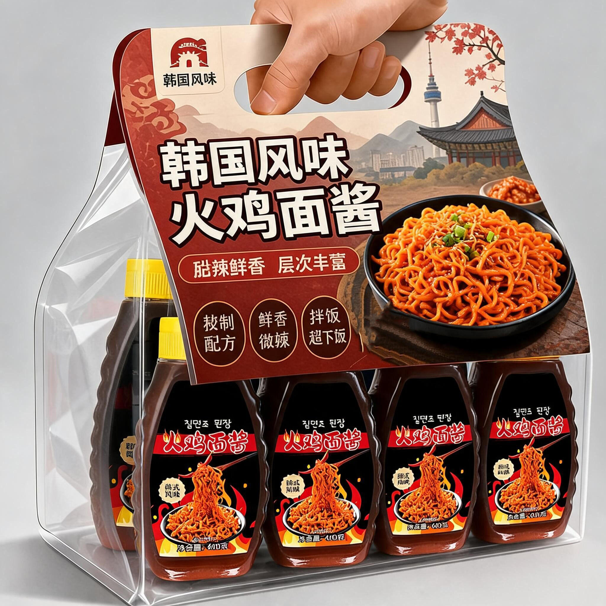 火鸡面酱不辣儿童甜辣爆辣口味拌面拌饭酱辣椒酱韩式火鸡面的酱料图片