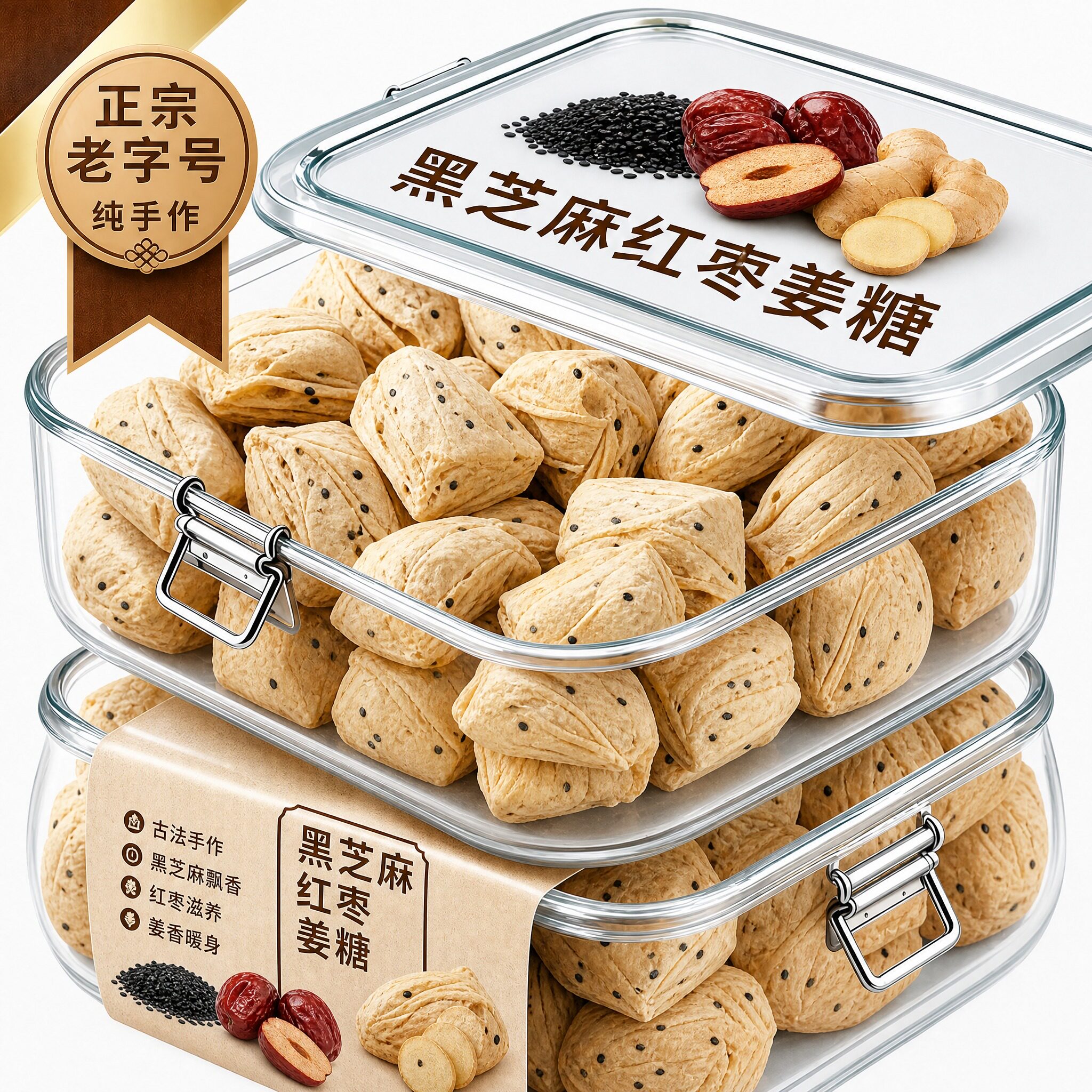 黑芝麻红枣姜糖正宗怀旧原味姜糖手工老式零食无添加剂硬糖包邮