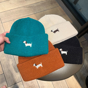 儿童帽子小狗毛线帽套头帽女童保暖毛线帽男宝宝护耳针织帽秋冬季