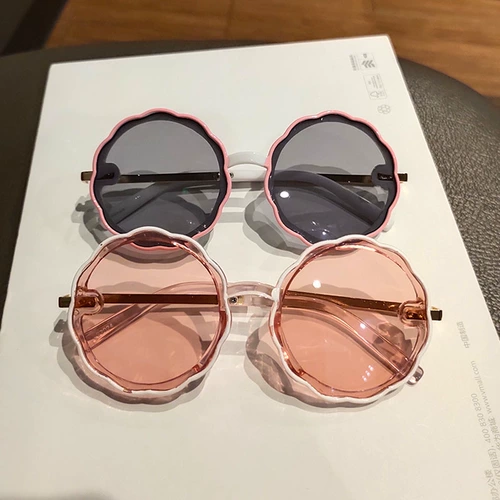 Детские модные милые солнцезащитные очки для девочек, в цветочек, защита от ультрафиолета