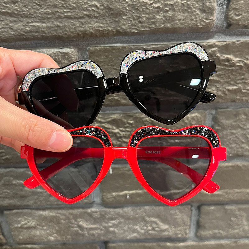 儿童新款细闪糖果色爱心框户外遮阳墨镜男女童个性舞台装饰太阳镜