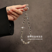 奢华高级感灰水晶串珠手提链手腕短挂绳手机壳汽车钥匙扣包包挂件