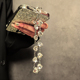 奢华高级感水钻金属手提链手腕短挂绳带夹片手机壳钥匙扣包包挂件