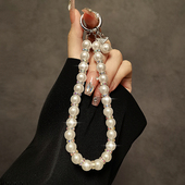 奢华高级感水钻珍珠手提链手腕短挂绳带夹片手机壳钥匙扣包包挂件