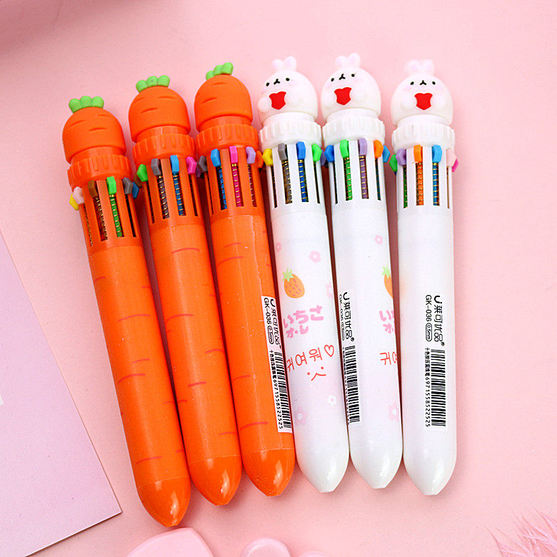 무료 배송 귀여운 혼합 10 색 볼펜 컬러 다기능 프레스 인터넷 연예인 멀티 컬러 크라운 밝은 컬러 오일 펜