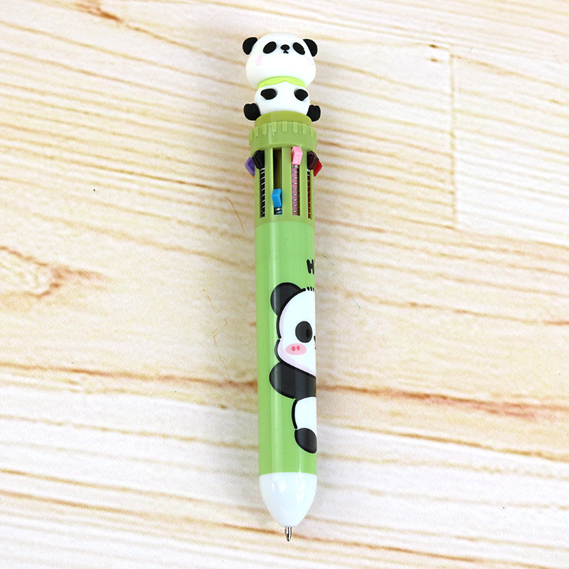 무료 배송 귀여운  팬더 10 색 볼펜 컬러 다기능 프레스 인터넷 연예인 멀티 컬러 오일 펜 프레스 컬러 펜