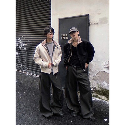 美式蛇皮座山雕立领加绒棉衣座山蟒男女冬季高级感加厚情侣外套潮