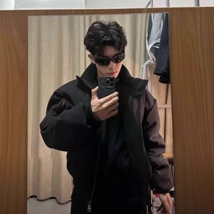 飞行员工装 黑色廓形短款 高级感潮牌美式 秋冬季 外套 立领夹克男款