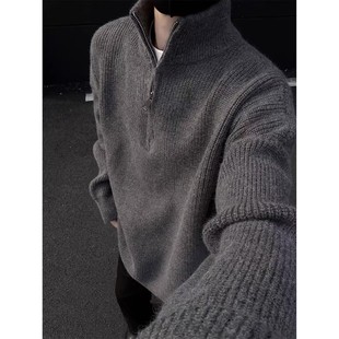 cleanfit慵懒半拉链高领毛衣男款 上衣 秋冬韩系潮牌软糯套头针织衫