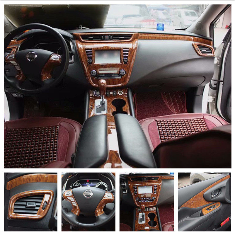 适用于15-17款楼兰碳纤维桃木内饰贴 改装中控排挡方向盘电动窗贴