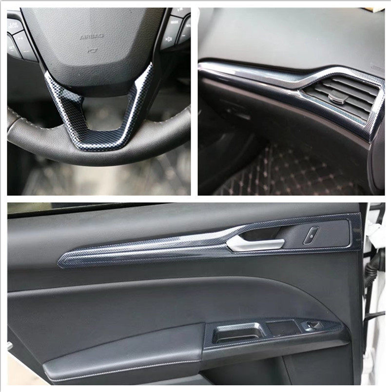 适用于13-17款新蒙迪欧碳纤维内饰贴 改装桃木中控面板 出风口贴