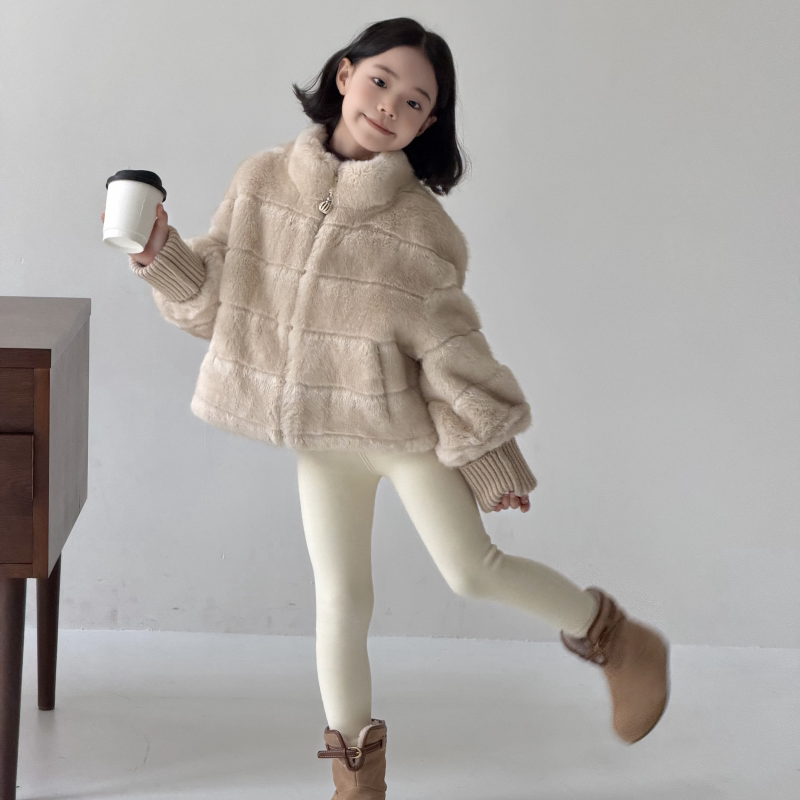 女童冬季加厚环保紫貂皮短款大衣
