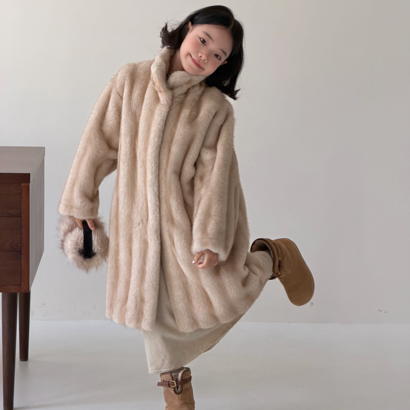 2026新款儿童防水貂毛长款大衣