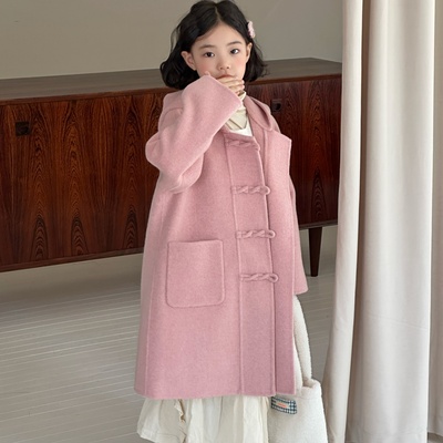 女童羊绒大衣中长款双面呢子外套