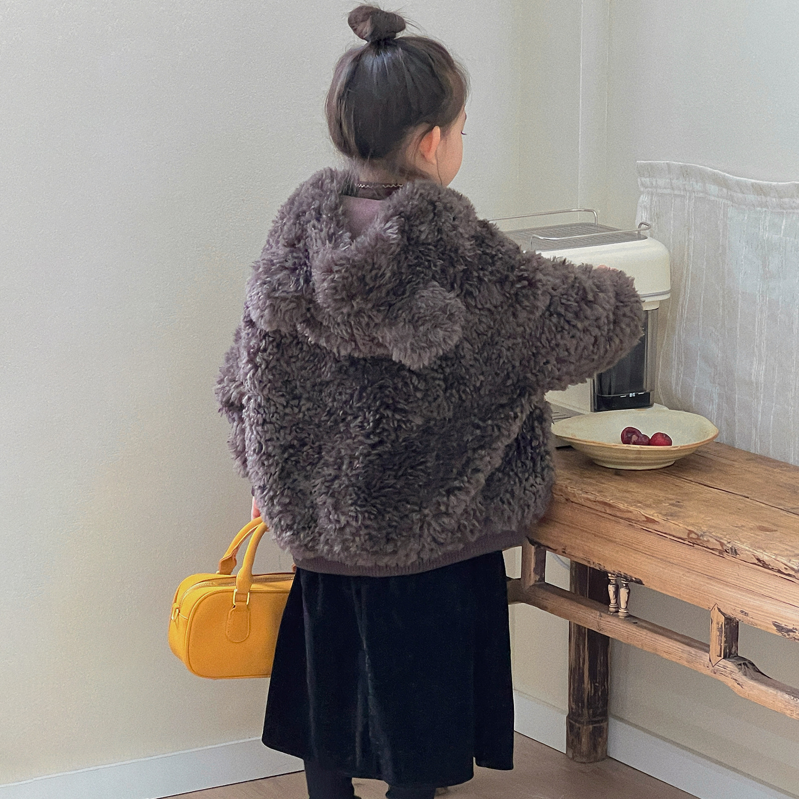 儿童外套冬季仿羊羔毛保暖大衣可爱洋气皮草小熊女童男童宝宝冬装