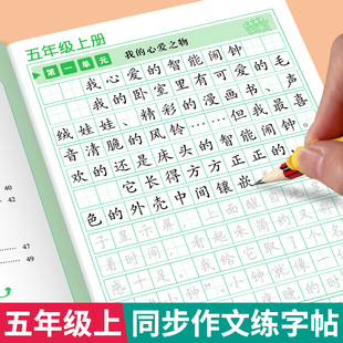 小学满分作文字帖五下语文高分作文练字帖每日一练好词好句优美句子积累练习钢笔硬笔书法练字本 五年级上下册同步作文字帖