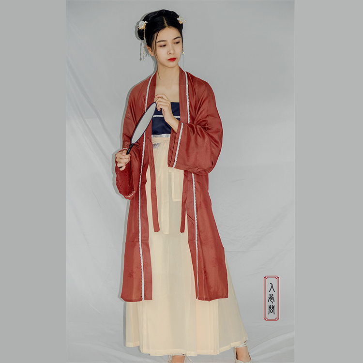 【入巷间·岁寒】长褙子 传统汉服 独家定染岁寒三友仿花萝 宋制12月01日最新优惠