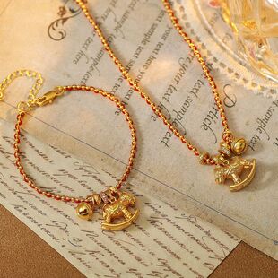 花小薰* 沙金铃铛跑环摇摇木马项链中式高级感百搭小马红绳手链