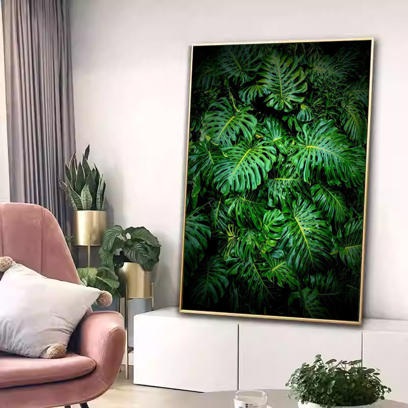 热带雨林植物装饰画餐厅森林风景绿色生机挂画客厅小清新绿色壁画