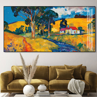田园山水治愈系挂画民宿酒店墙壁画现代简约客厅沙发背景墙装饰画