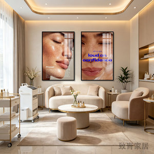美容机构护理室素雅高级墙面挂画美甲美睫养生馆休息区高级墙壁画
