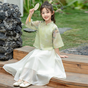 古风女童汉服 新中式唐装 2025新款国风汉服 夏季新国风 套装裙子