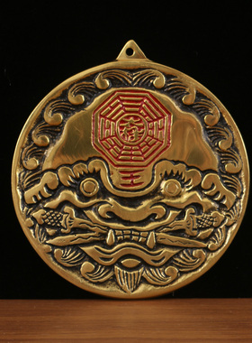 纯铜八卦风水虎头铜镜