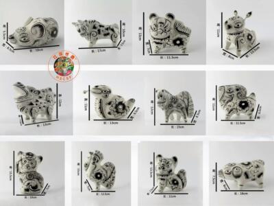 (胡深世家)凤翔泥塑十二生肖小号