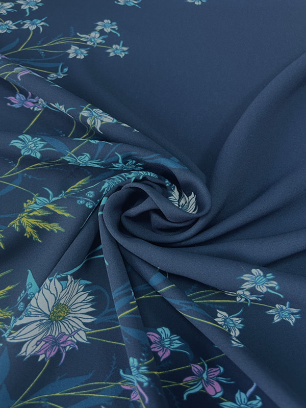 New spring and summer ethnic-style scarves for women's fashion, with a blue background and floral patterns, non-permeable and non-elastic fabric thumbnail 3