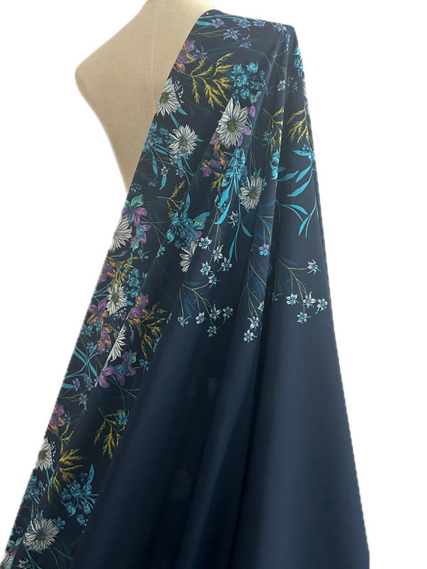New spring and summer ethnic-style scarves for women's fashion, with a blue background and floral patterns, non-permeable and non-elastic fabric thumbnail 5