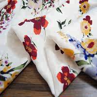 Composite silk satin chiffon printed fabric, white base floral imitation silk slightly translucent summer fine clothing skirt fabric thumbnail 5