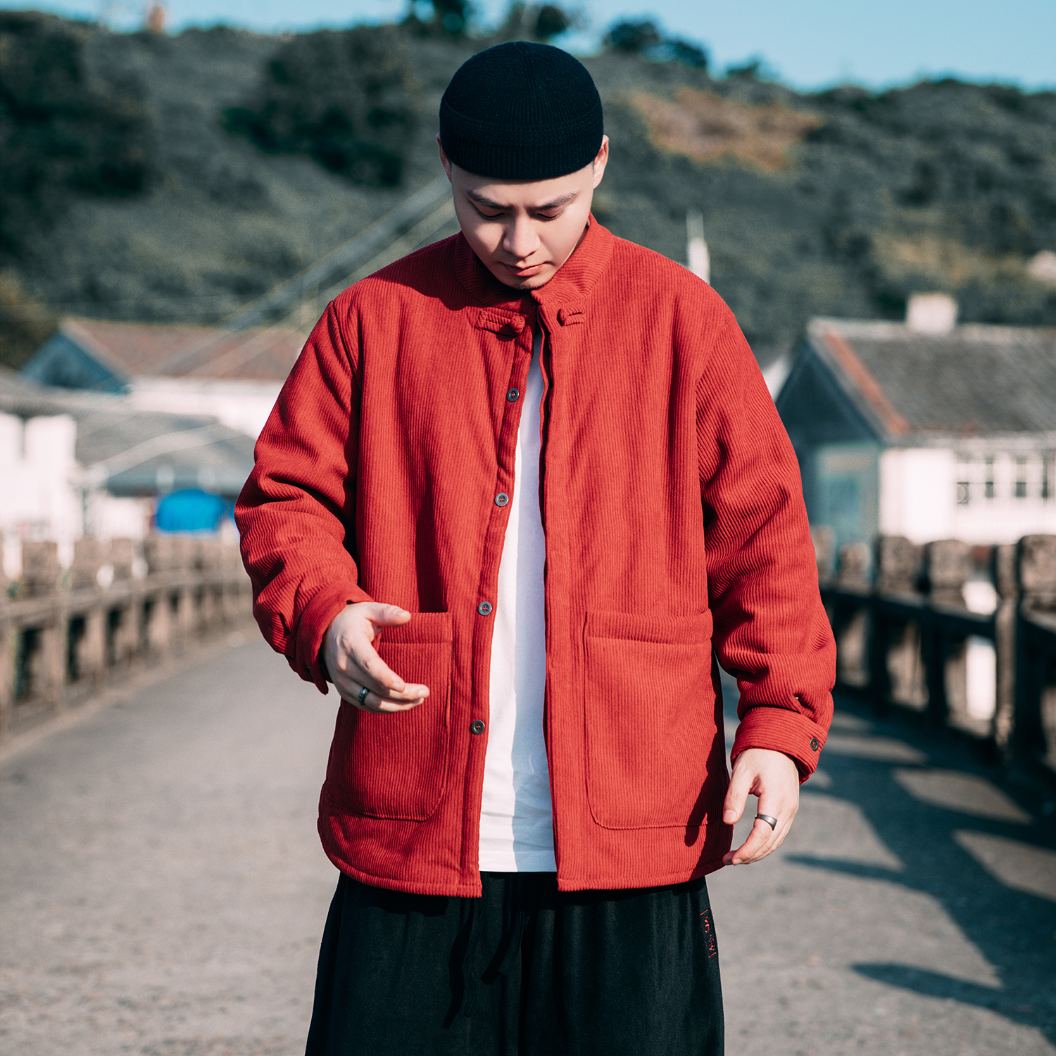 琳琅加绒冬季盘扣棉衣棉袄外套男