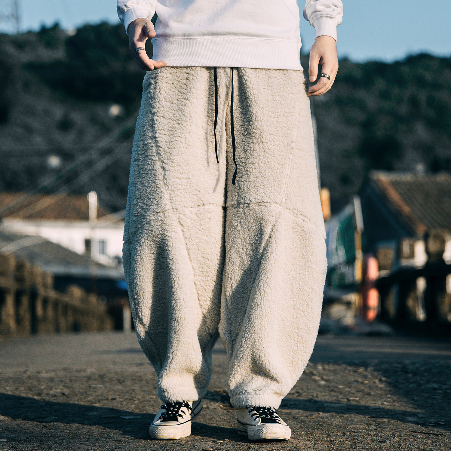 冬季保暖加厚棉裤男宽松羊羔毛裤子冬天潮流小脚外穿加绒哈伦裤男