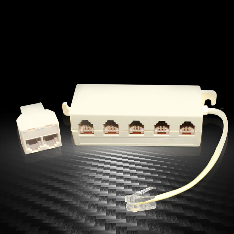 RJ11电话机分线器一分五/一分二 三通头电话机线分离盒接头转换器