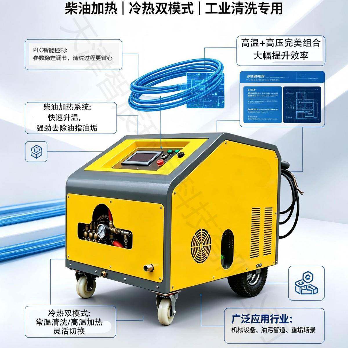 PLC智能控制柴油加热冷热水压清洗机用于卡车油脂重型清洗