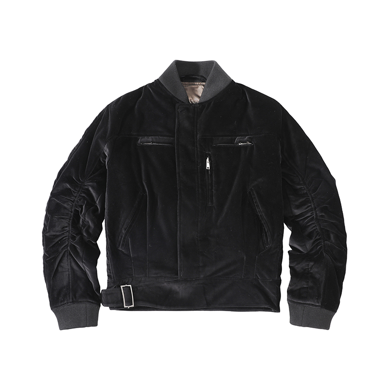 咆哮的小眼睛Haider Ackermann HA 酒红黑丝绒Bomber机车夹克棉服