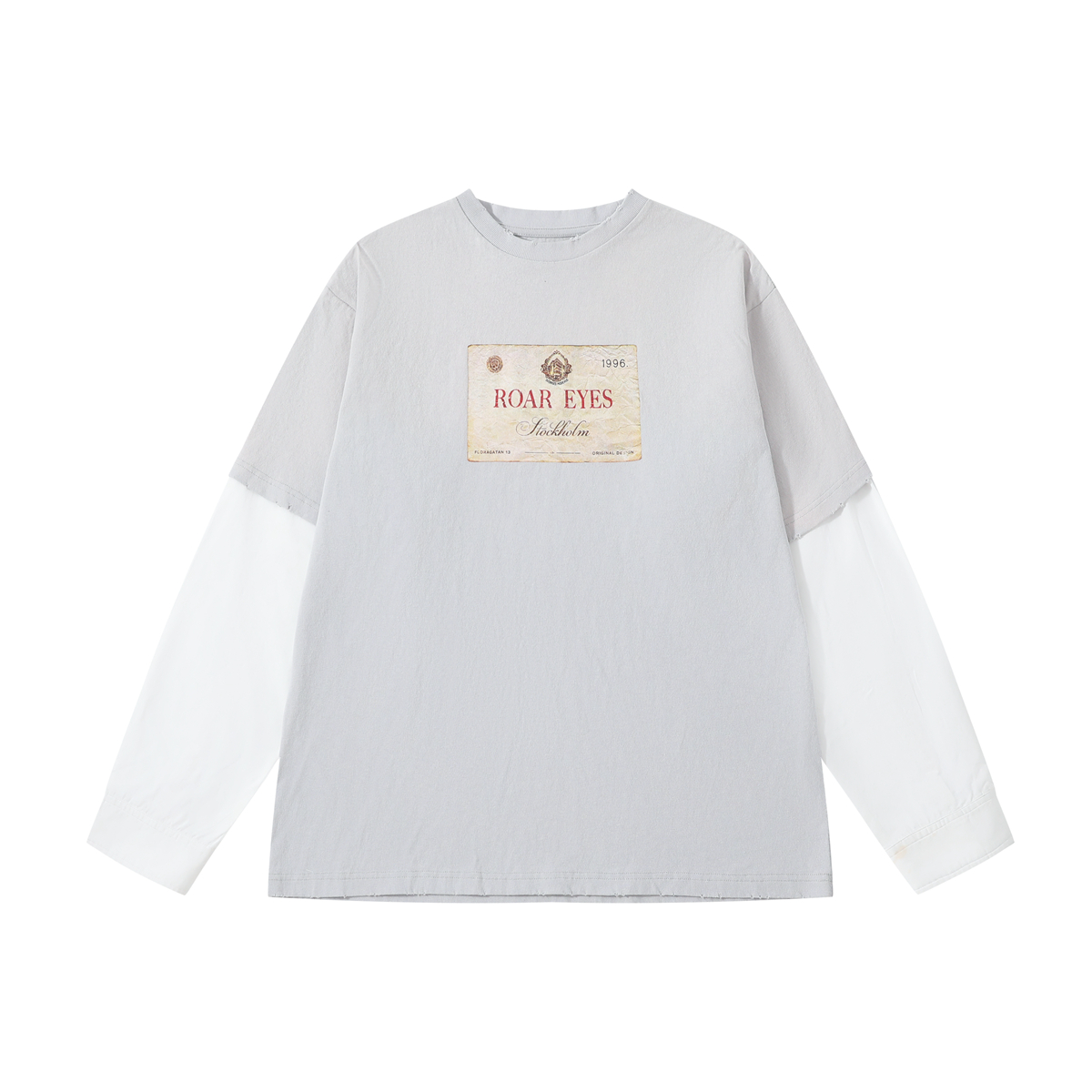 水洗做旧假两件长袖T恤