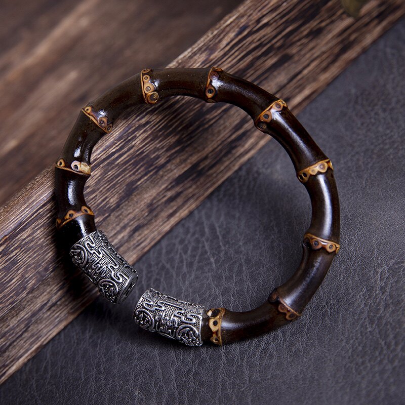 银饰款紫竹手镯手工制作天然野生竹根手镯西藏鸡血藤热门藤镯