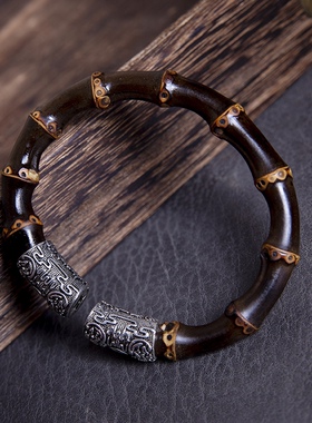 银饰款紫竹手镯手工制作天然野生竹根手镯西藏鸡血藤热门藤镯